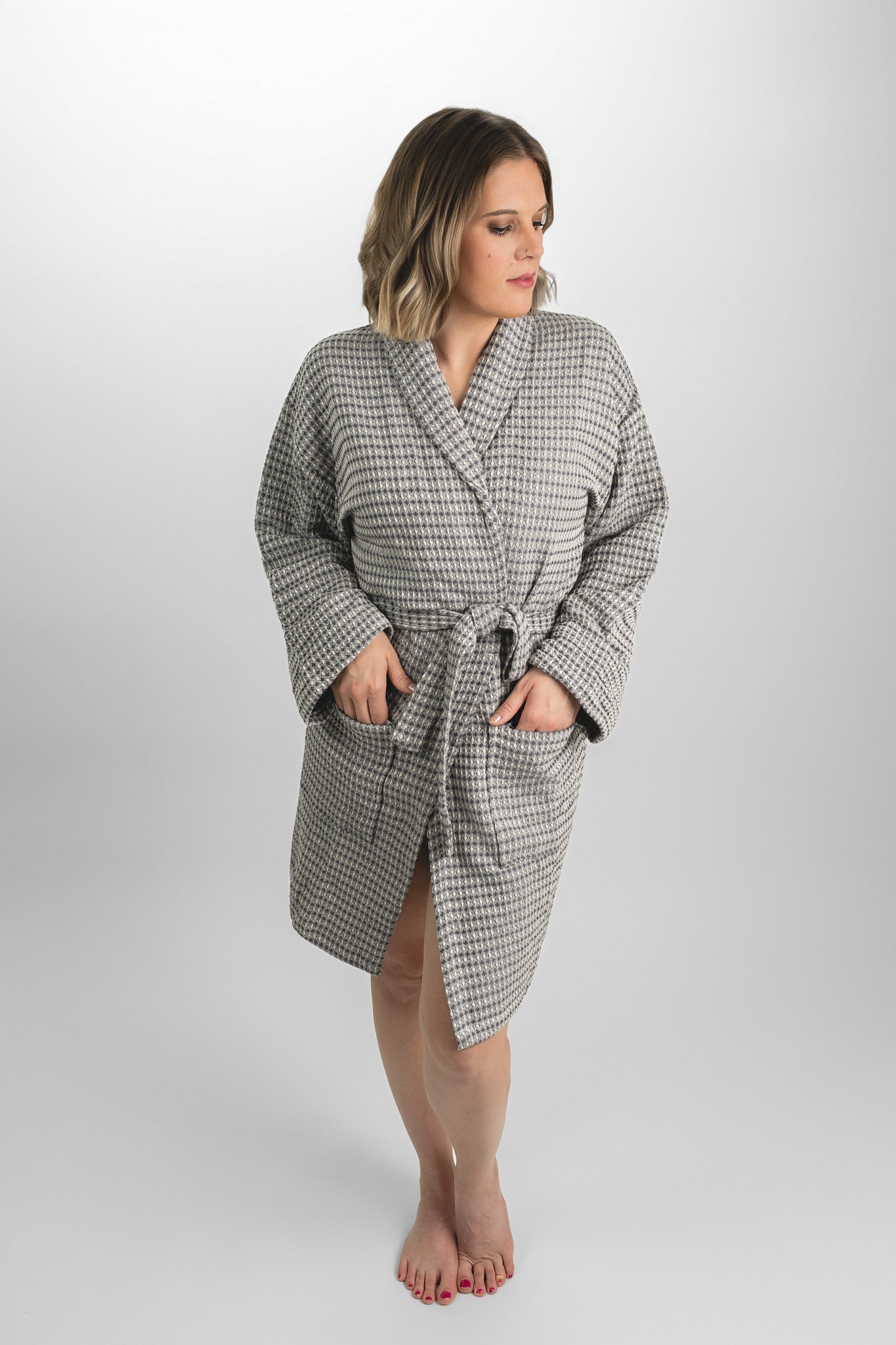 Waffle Weave Peshtemal Bathrobe | Gray_NewSeason