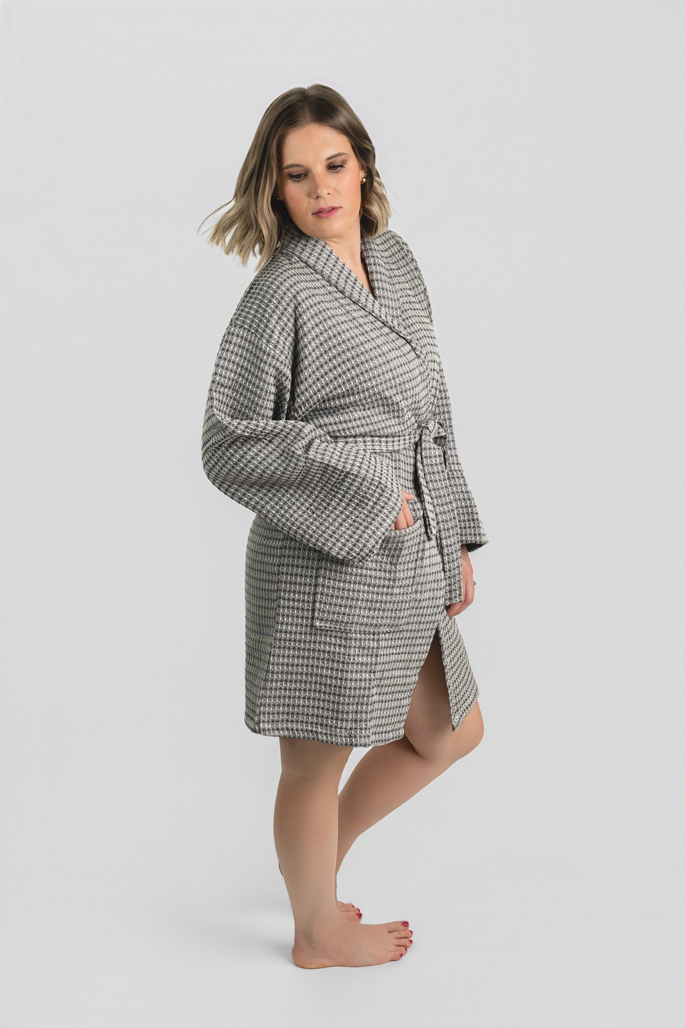 Waffle Weave Peshtemal Bathrobe | Gray_NewSeason