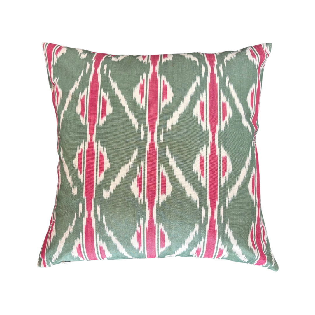 Decorative pillow with a geometric pattern on a white background
