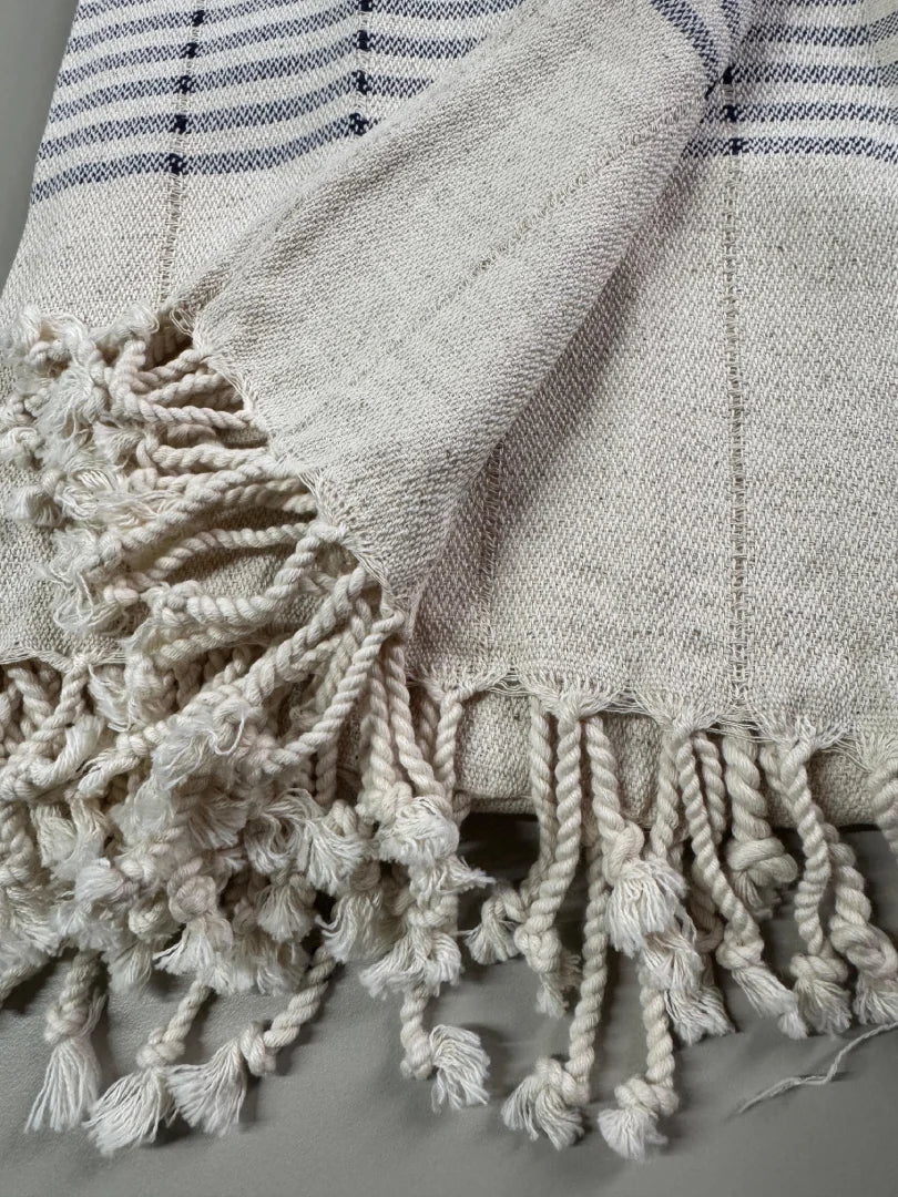 Handwoven Peshtemal Towel – Navy Line