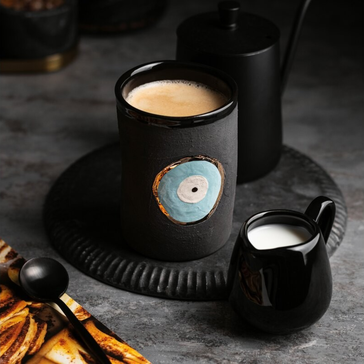 Coffee Cup Black Evil Eye 6.76 oz
