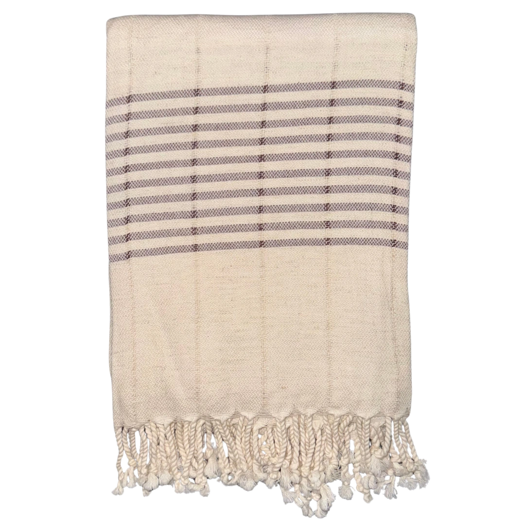 beige peshtemal towel dark brown stripes turkish