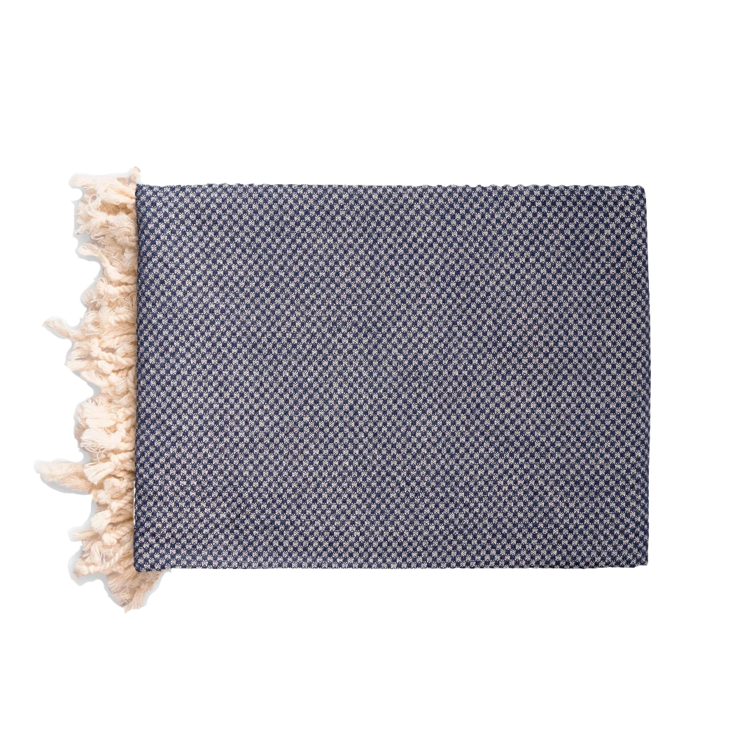 Navy Peshtemal Towel – Cotton Linen Blend Turkish Beach & Bath Towel