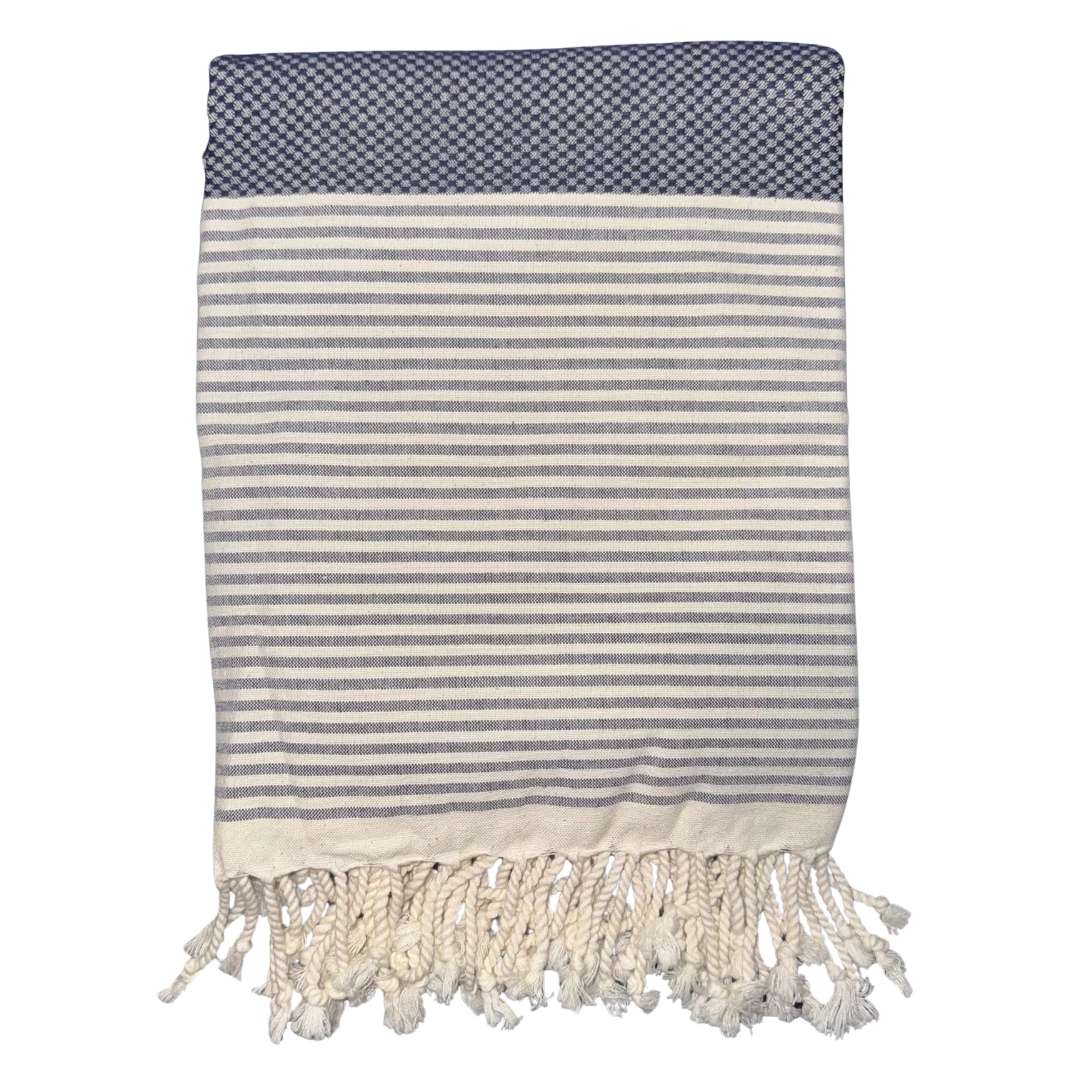 Handwoven Peshtemal Head Towel – Navy Line