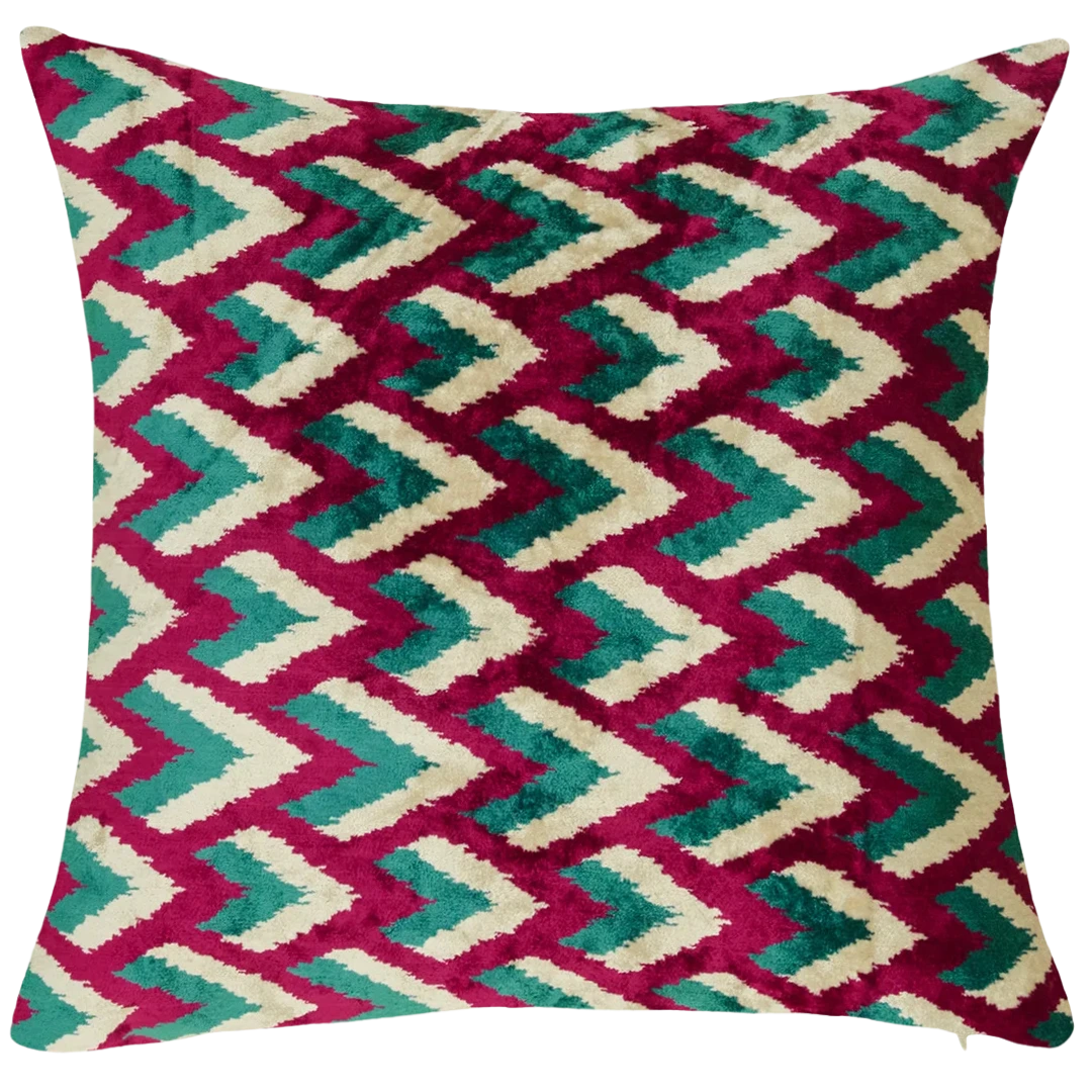 Sillk Velvet Pillow Cover Multicolor Pattern Square