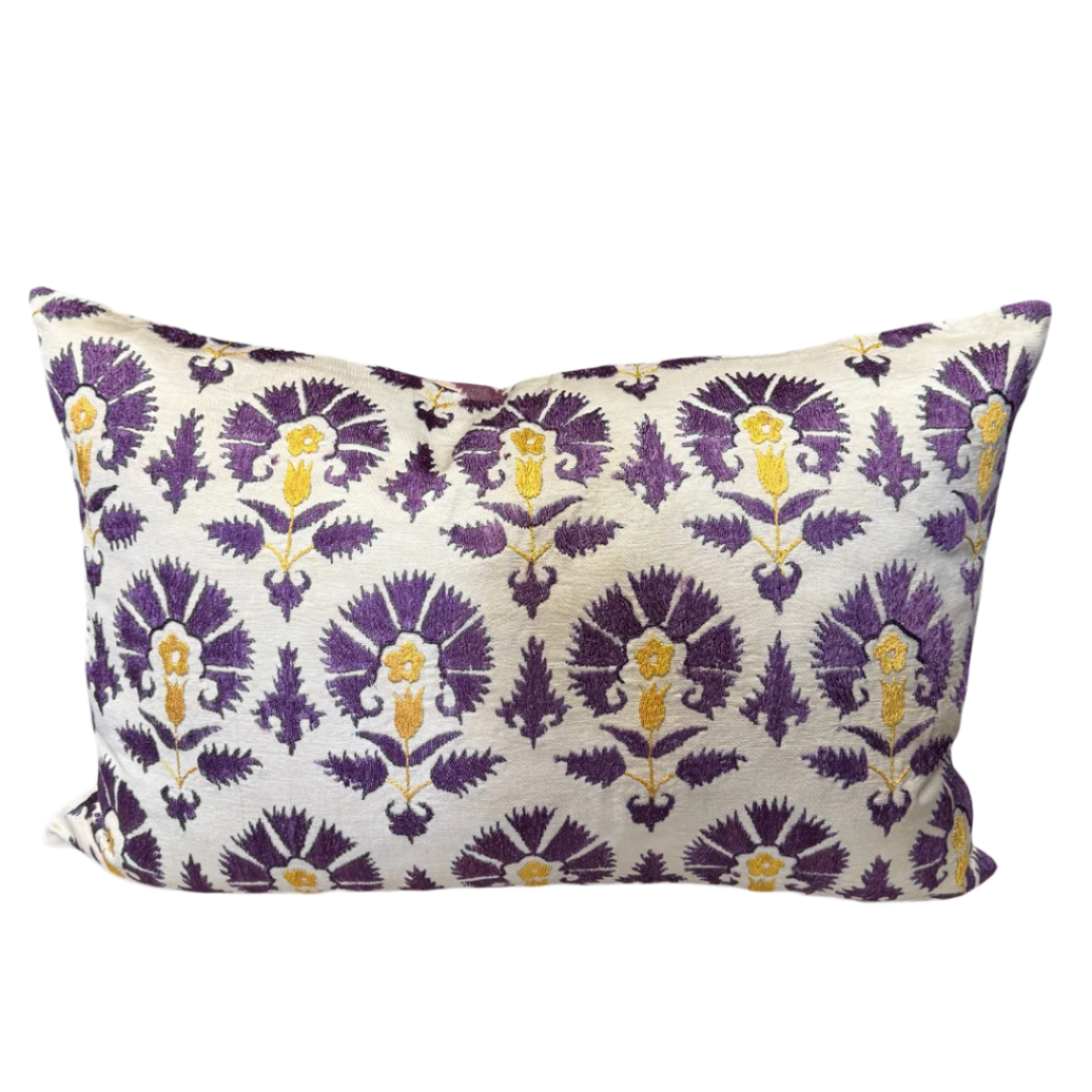 Suzani Pillow Cover | Purple Carnation