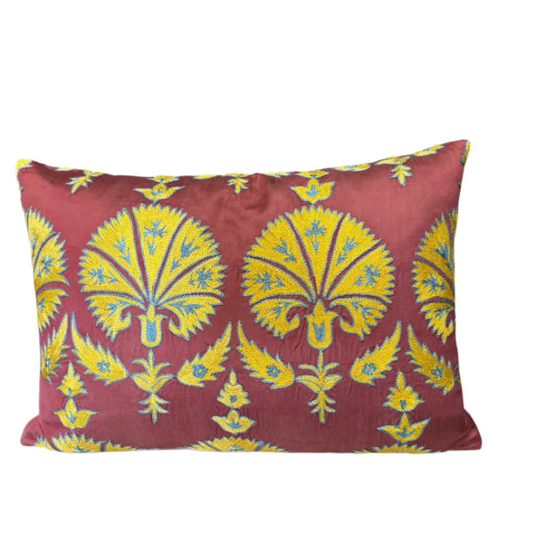 Suzani Pillow Cover | Yellow Carnation
