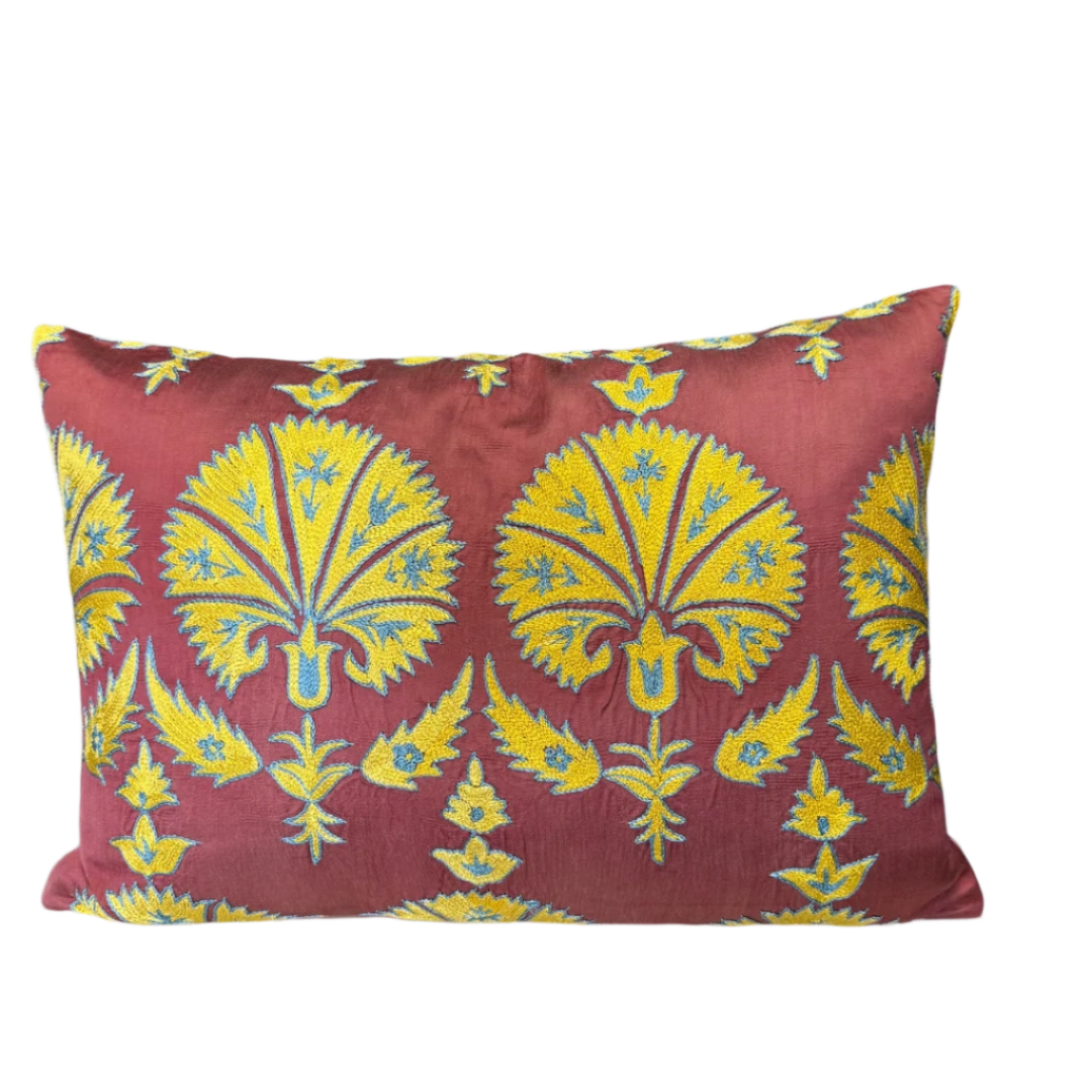 Suzani Pillow Cover | Yellow Carnation