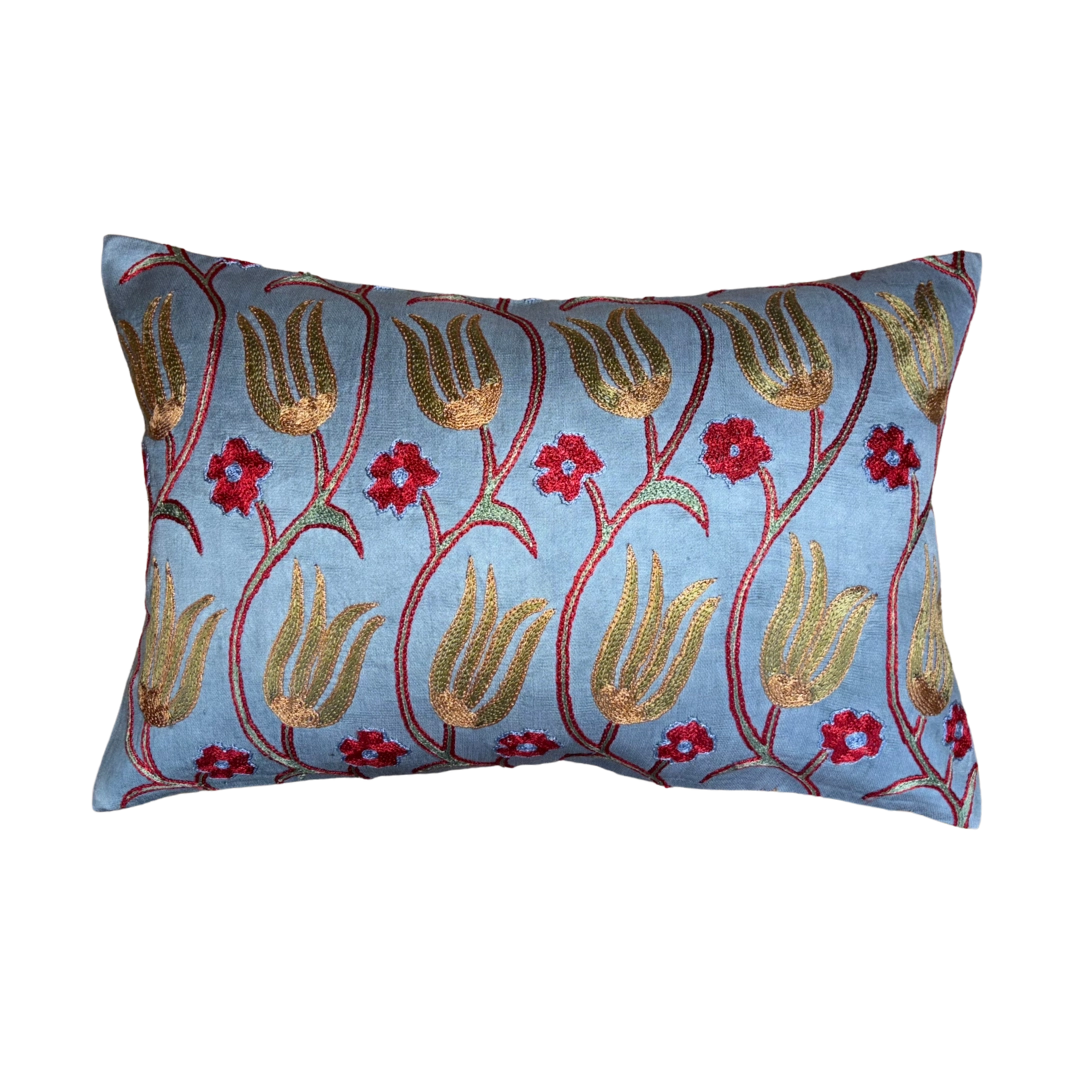 Suzani Pillow Cover | Green Tulip