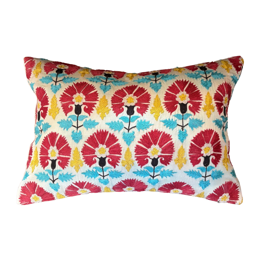 Suzani Pillow Cover | Red Carnation
