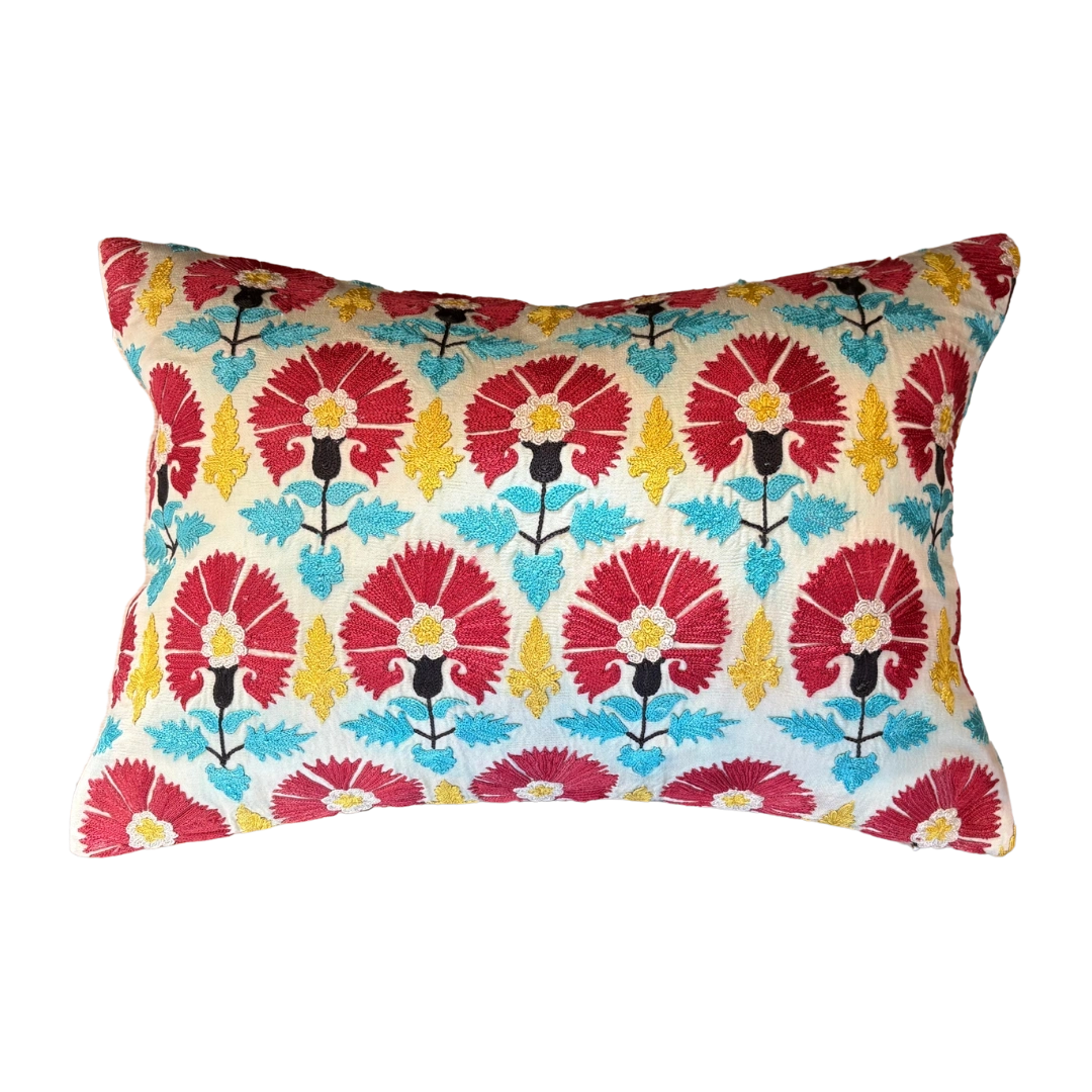 Suzani Pillow Cover | Red Carnation