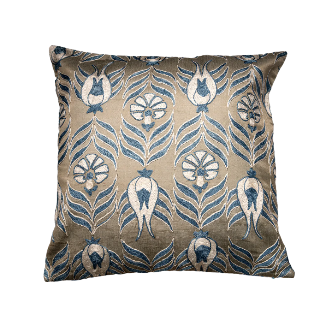 Suzani Pillow Cover | Silver Tulip