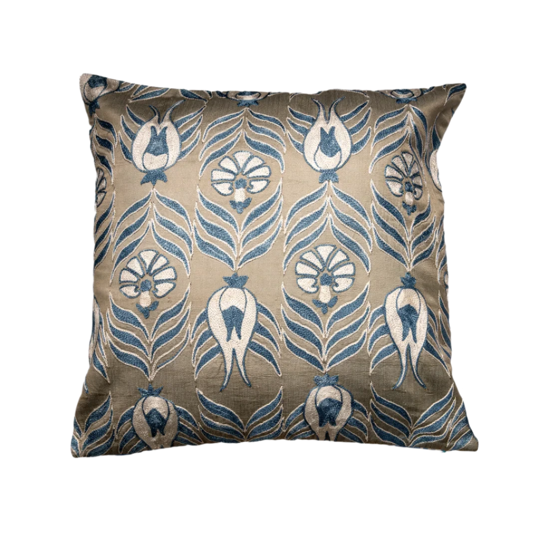 Suzani Pillow Cover | Silver Tulip