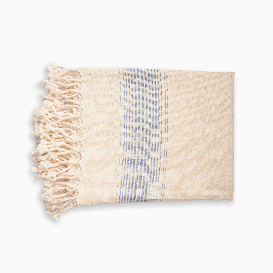 Handwoven Peshtemal Towel – Blue Stripe