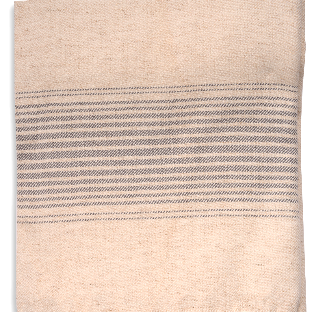 Handwoven Peshtemal Towel – Gray Stripe