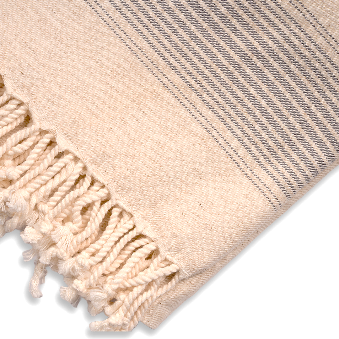 Handwoven Peshtemal Towel – Gray Stripe