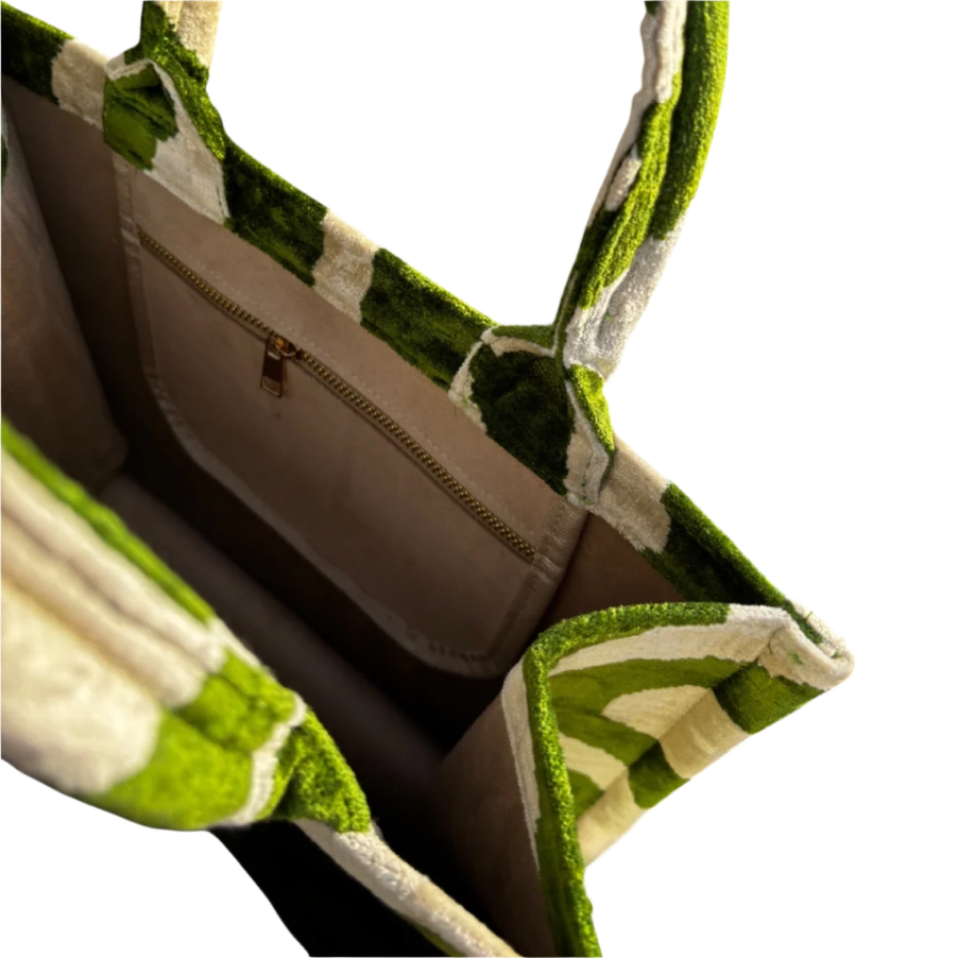 Silk Velvet Tote Bag – Classic Pattern