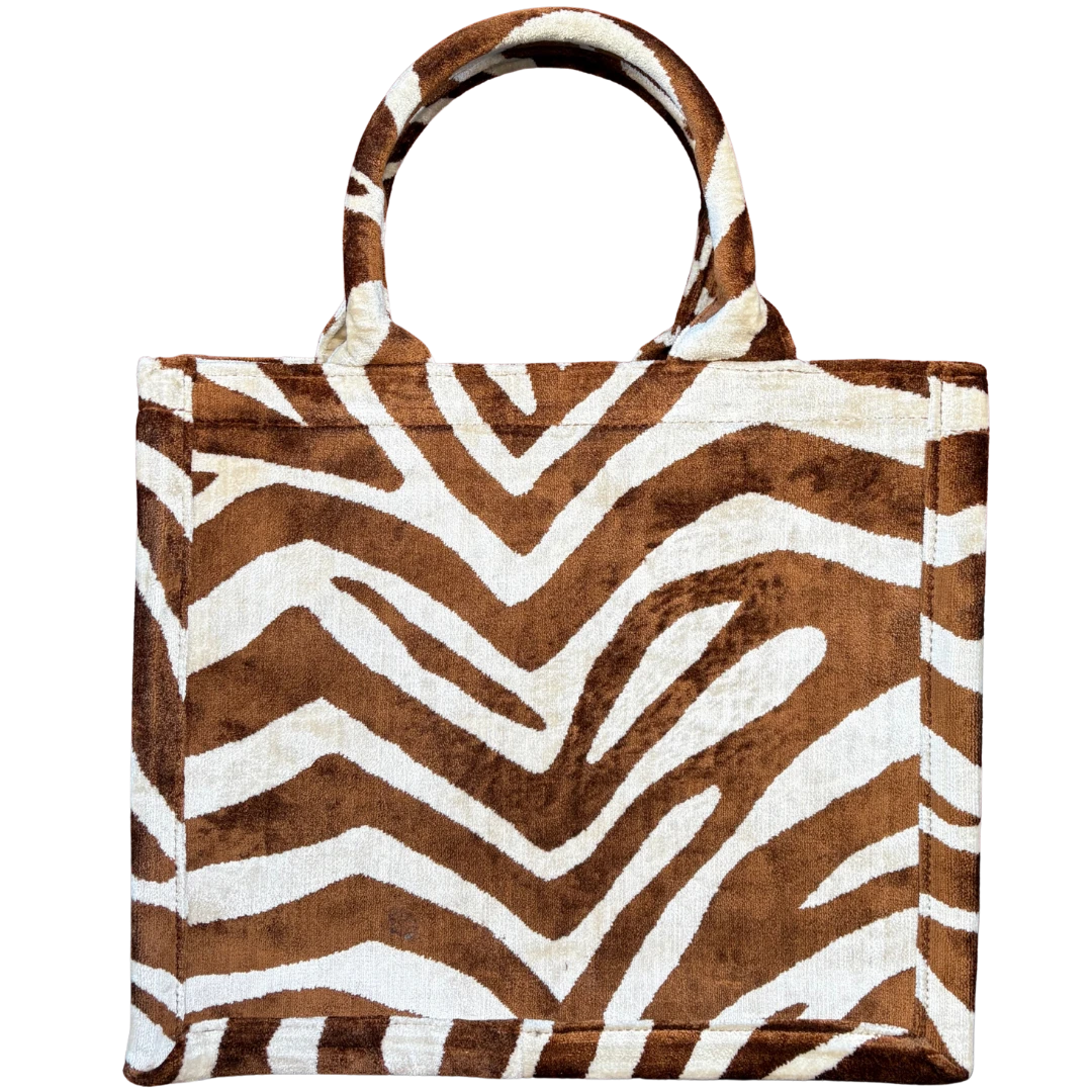 Desert Zebra Silk Velvet Tote Bag – Brown & Ivory