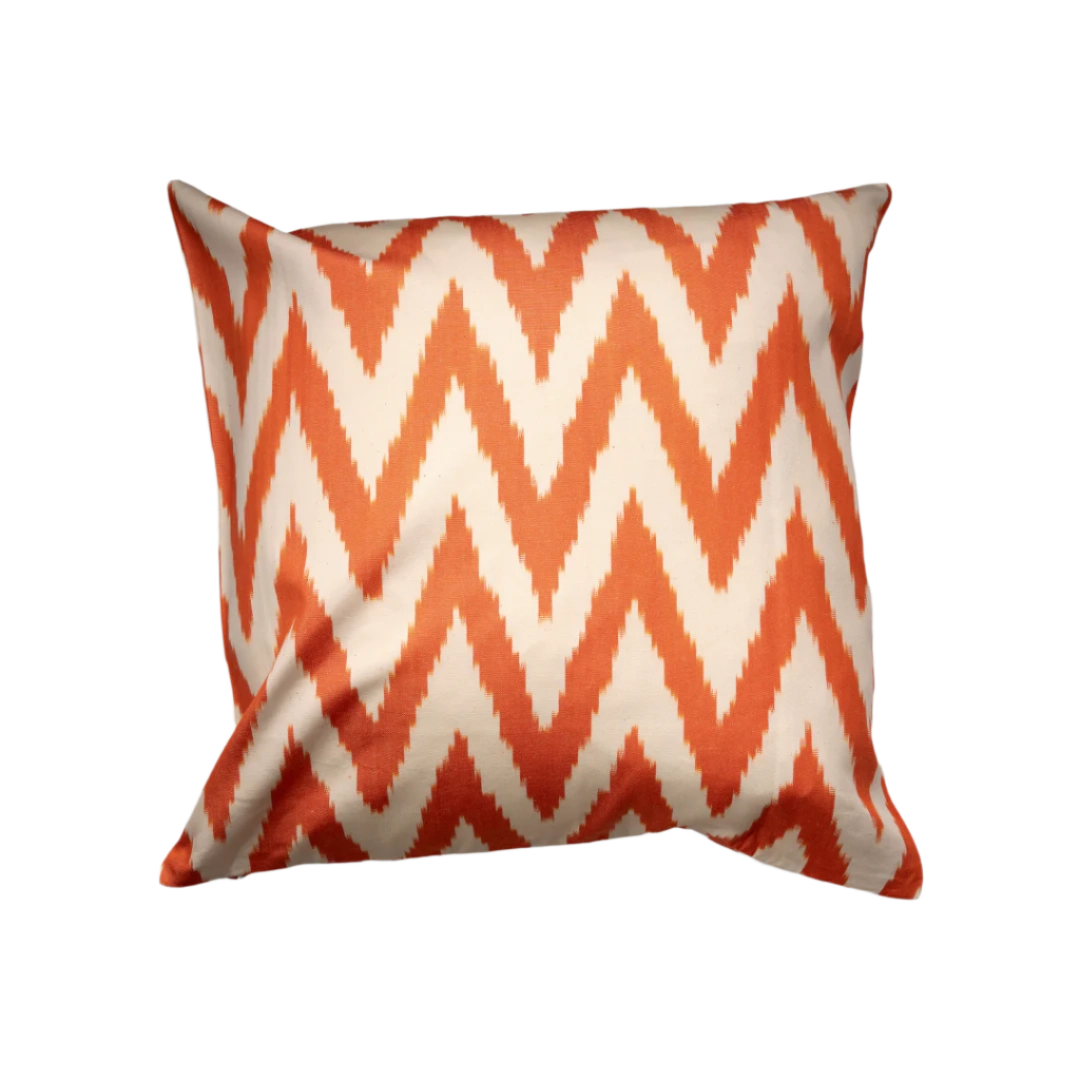 Coral ikat zigzag throw pillow cover, 20x20