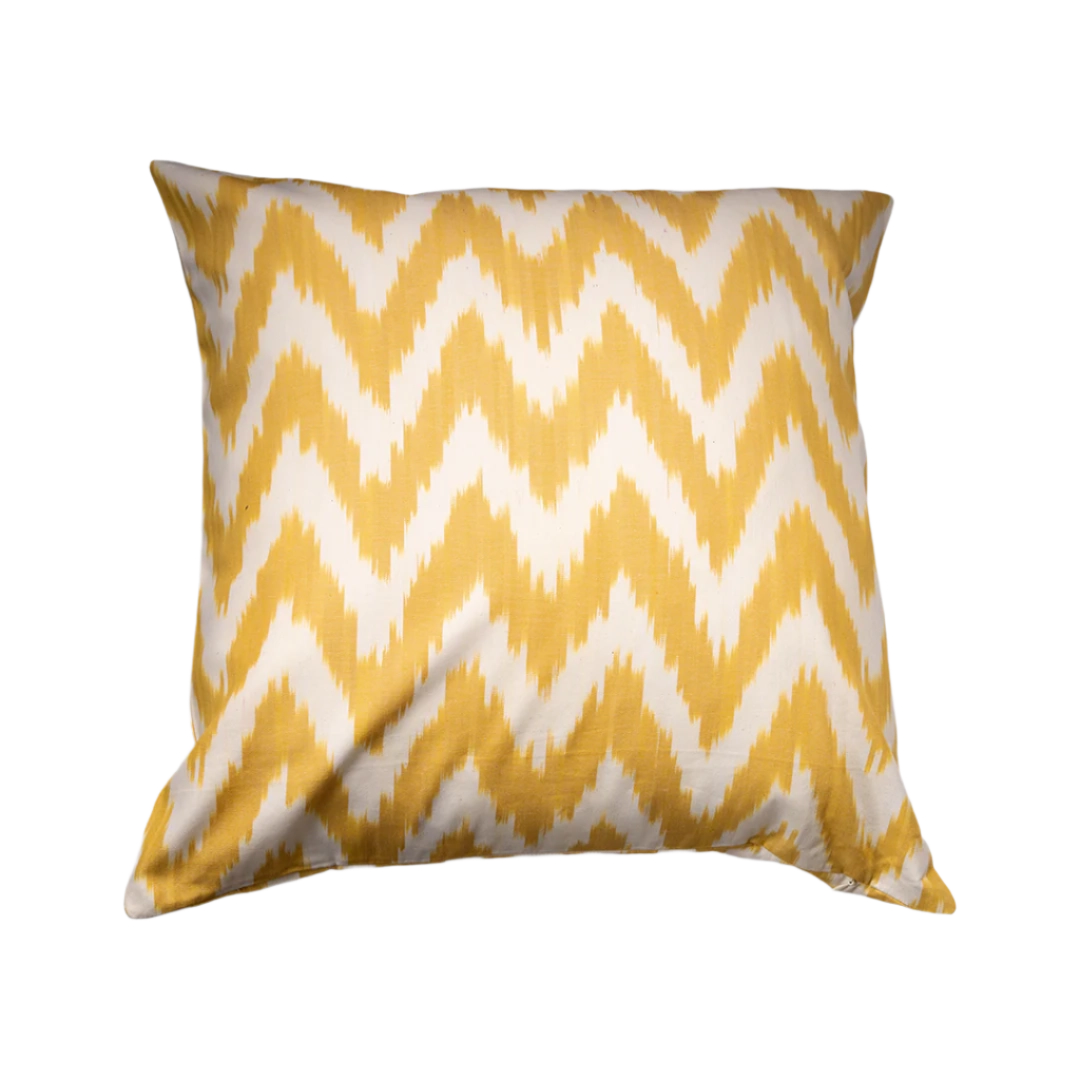 Yellow ikat zigzag throw pillow cover, 20x20