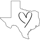 Map of Texas with a heart shape in the center